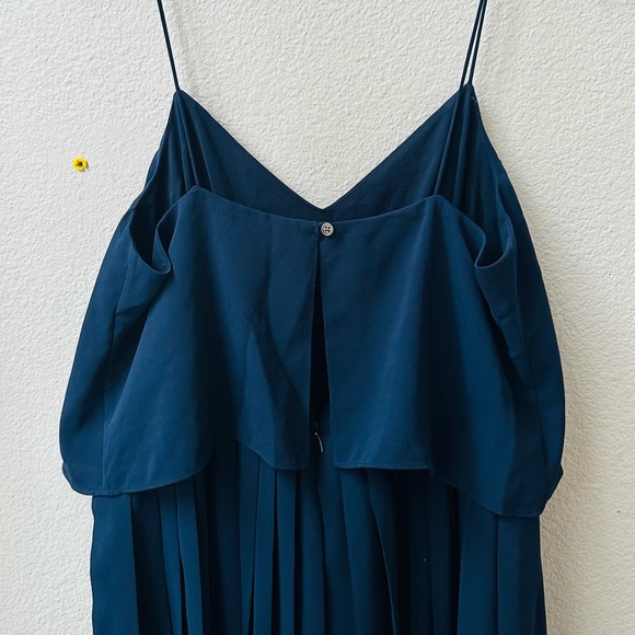CLUB MONACO Pleated marine blue jumpsuit wide leg NWT womens 8 - Picture 3 of 8
